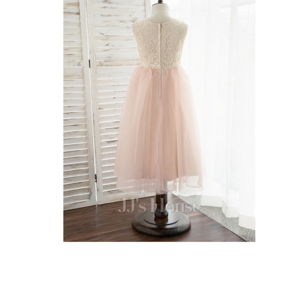 JJ's House Flower Girl Dress in Pink Tulle and Ivory Lace - Size 5 - NWT - Picture 12 of 13